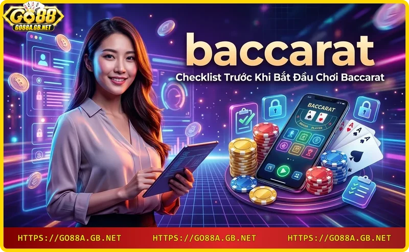 Điện thoại thông minh hiển thị danh sách kiểm tra khi chơi baccarat trực tuyến