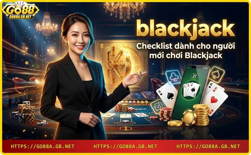 Flat-lay of blackjack cards, chips, and a checklist notepad, representing the beginner's guide.