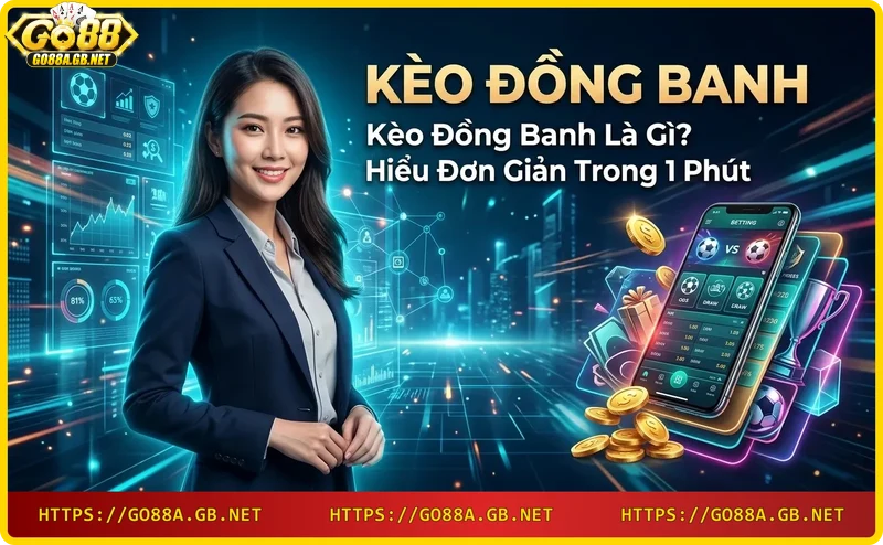 Hai cầu thủ bóng đá đối mặt, tượng trưng cho sự cân bằng trong kèo đồng banh