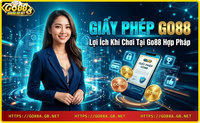 Lợi ích khi chơi tại Go88 hợp pháp - người chơi chiến thắng với đồng xu vàng và biểu tượng bảo mật