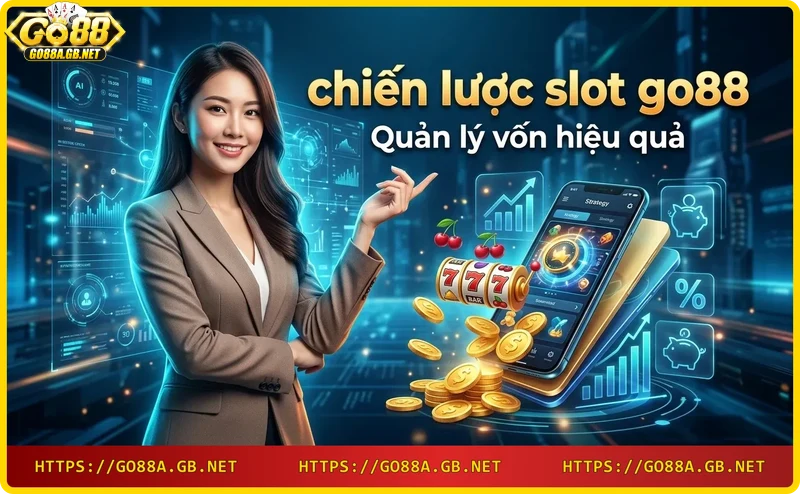 Quản lý vốn chiến lược slot Go88 - biểu đồ tròn 50-30-20 với xu vàng
